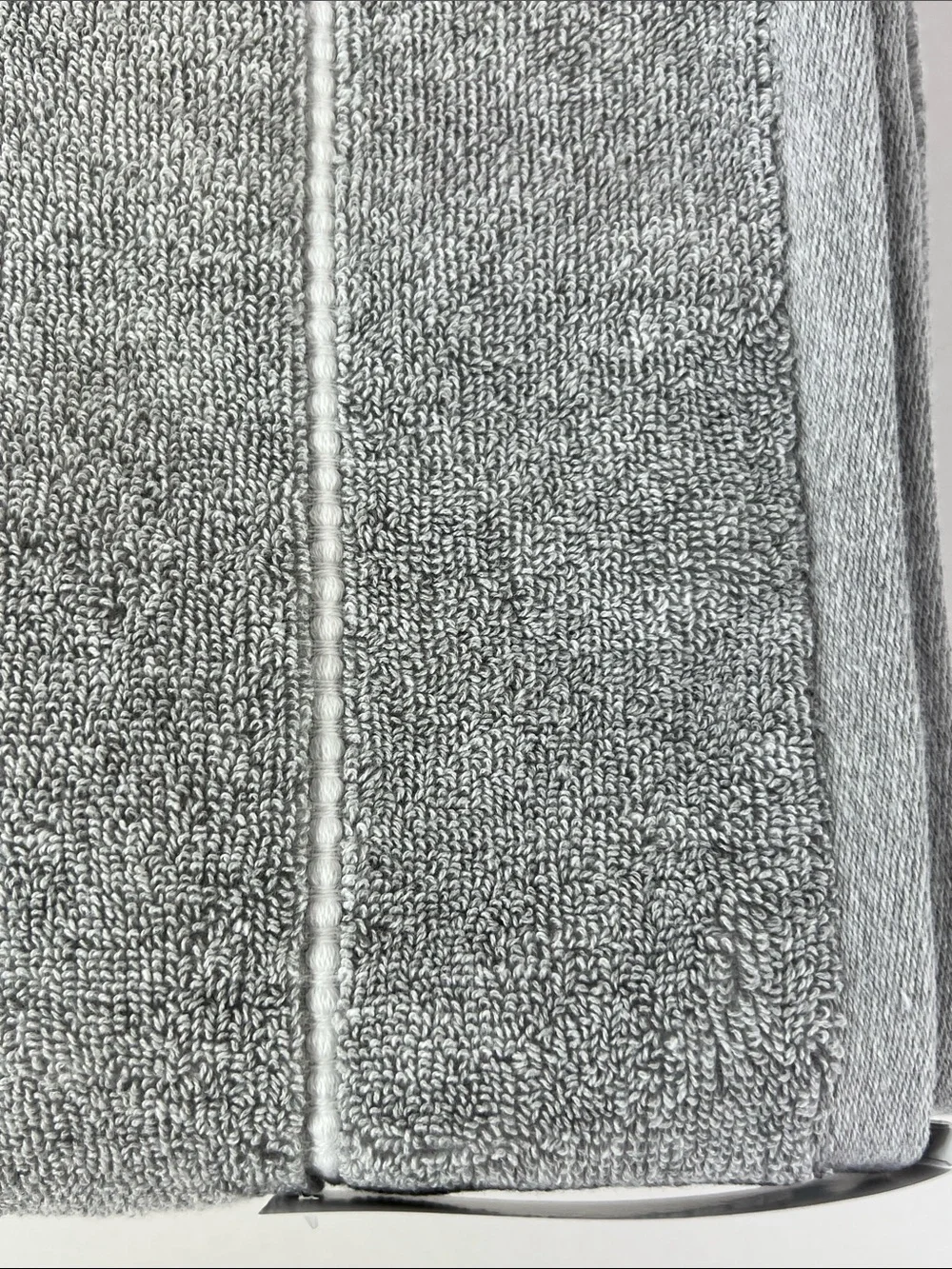 DKNY Bath Towel Set Eco Melange Light Gray White Soft Cotton Set of 2 NEW